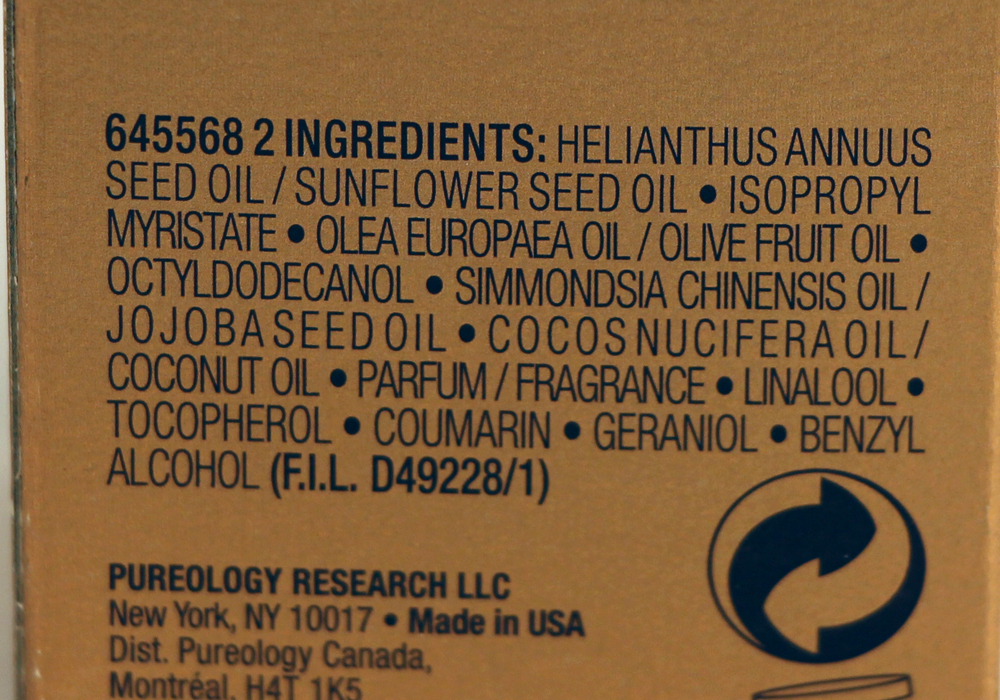 Pureology Precious Oil Ingredients