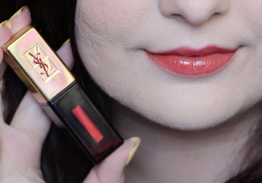YSL Yves Saint Laurent Rouge Pur Couture Glossy Stain 8 Orange De Chine Swatch Review